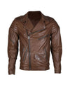 Mens Biker Classical Brown Leather Jacket