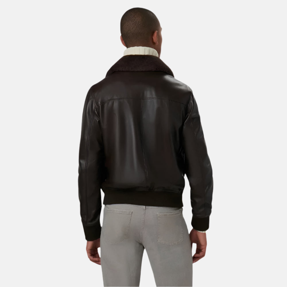 Chocolate Brown Real Leather Biker Jacket