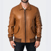 Classic Collar Real Leather Brown Jacket for Men