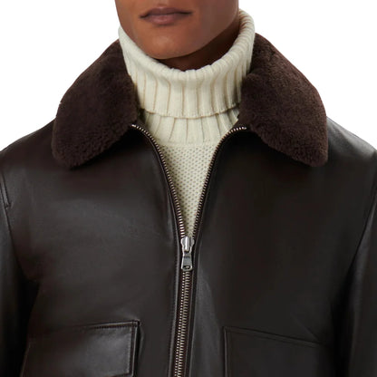 Chocolate Brown Real Leather Biker Jacket