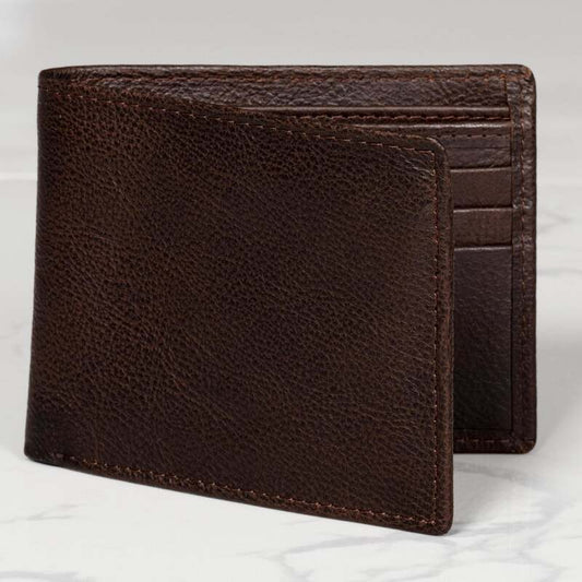 6 Cards Leather Wallet - Dark Brown Verified Leather