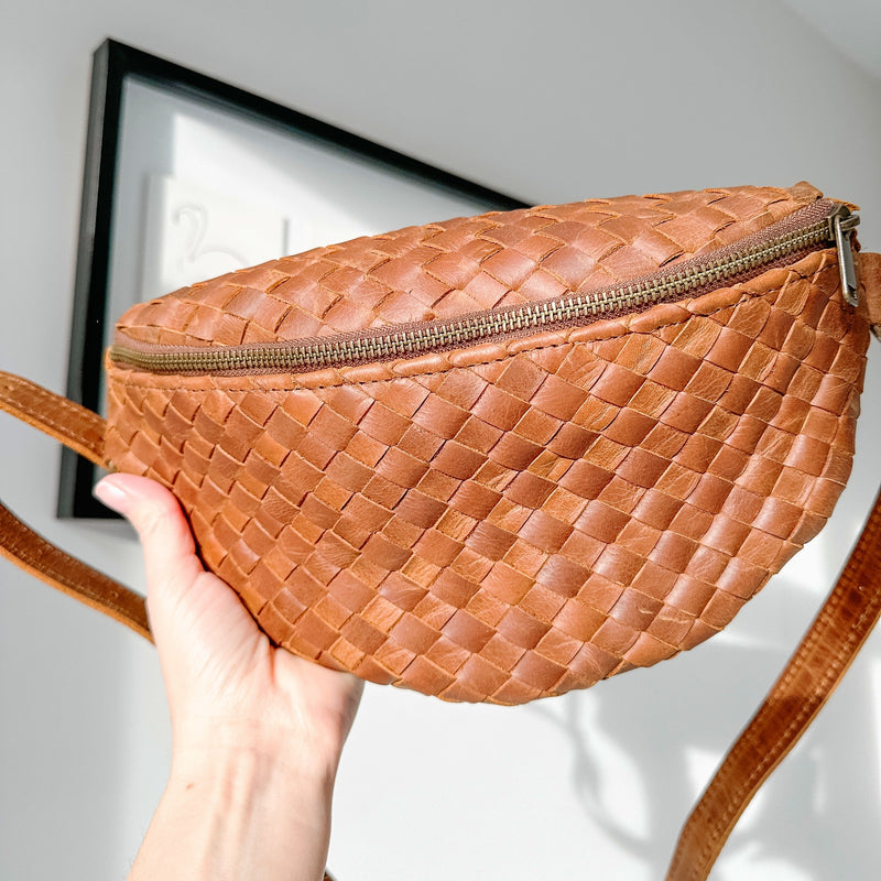 Nexus Woven Leather Belt Bag-Woven Black Verified Leather