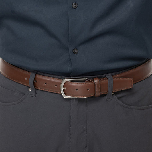 Single-Stitch Leather Belt - Brown Verified Leather
