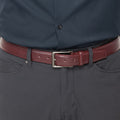 Single-Stitch Leather Belt - Brown