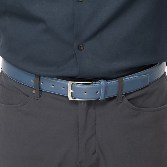 Single-Stitch Leather Belt - Blue Verified Leather