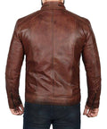 Men Brown Distressed Biker Jacket