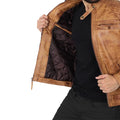 Mens Brown Quilted Leather Motorcycle Jacket