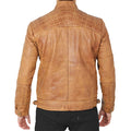 Mens Brown Quilted Leather Motorcycle Jacket