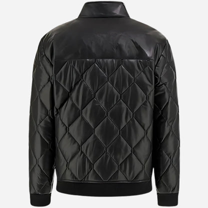 Men's Quilted Faux Leather Jacket