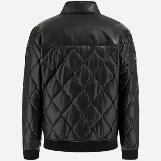 Men's Quilted Faux Leather Jacket