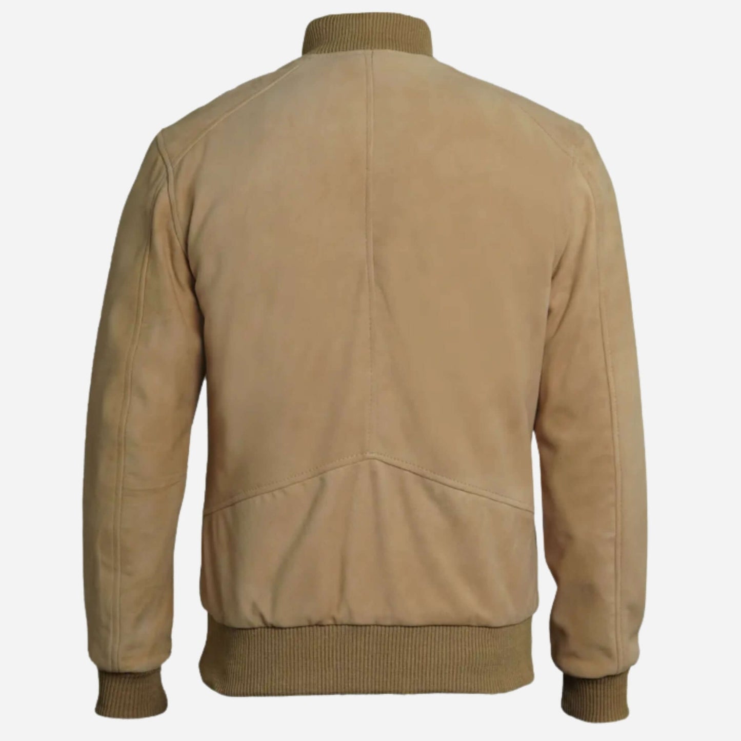 Men's Camel Brown Suede Bomber Jacket Verified Leather