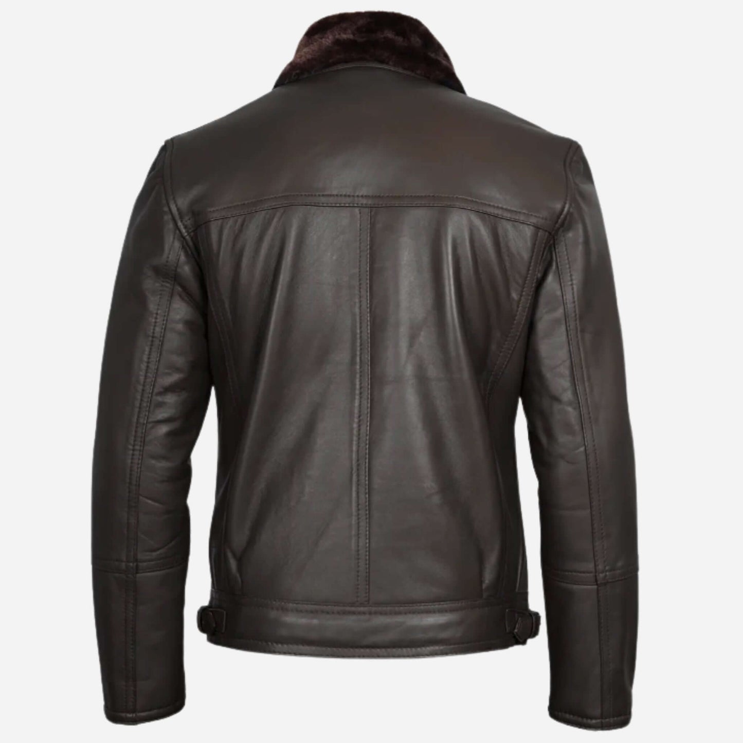 Men's Dark Brown Shearling Leather Moto Jacket Asymmetrical Shearling Lining Verified Leather