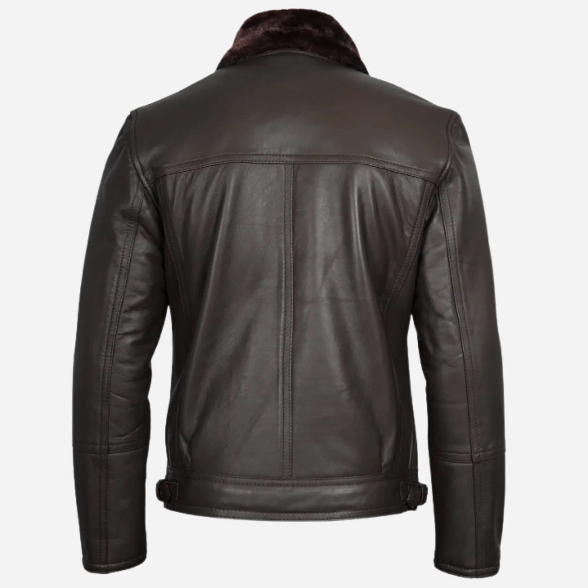 Men's Dark Brown Shearling Leather Moto Jacket Asymmetrical Shearling Lining Verified Leather
