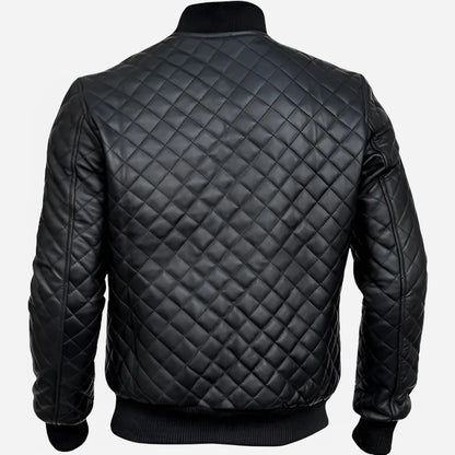 Men's Black Quilted Bomber Jacket