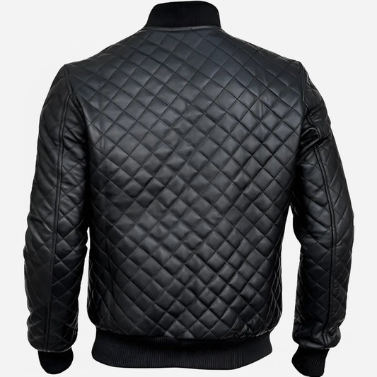 Men's Black Quilted Bomber Jacket