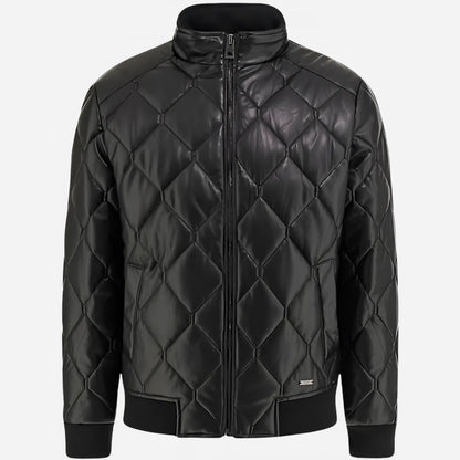 Men's Quilted Faux Leather Jacket