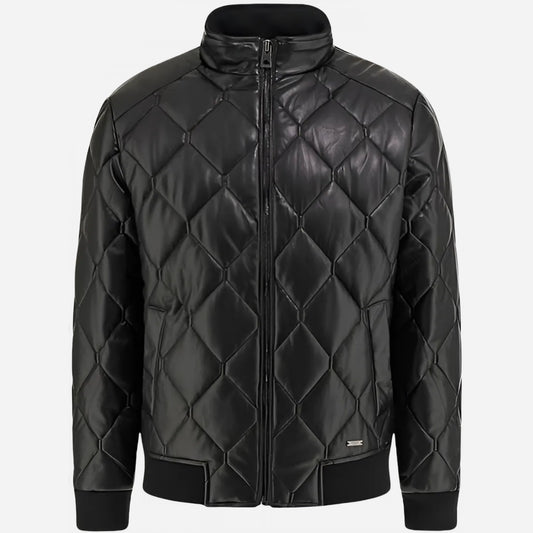 Men's Quilted Faux Leather Jacket