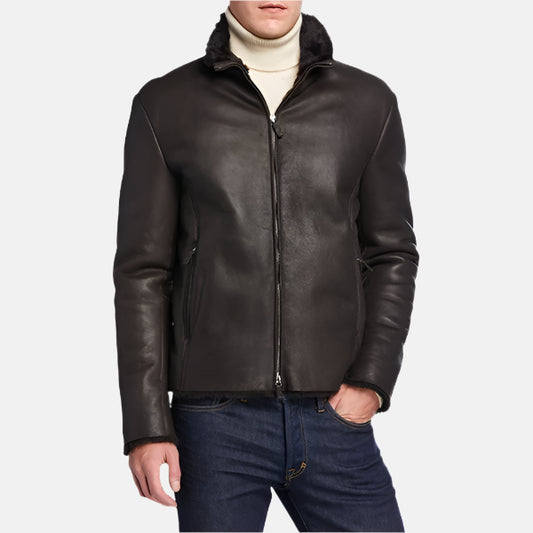 Man Premium Shearling Lined Leather Jacket