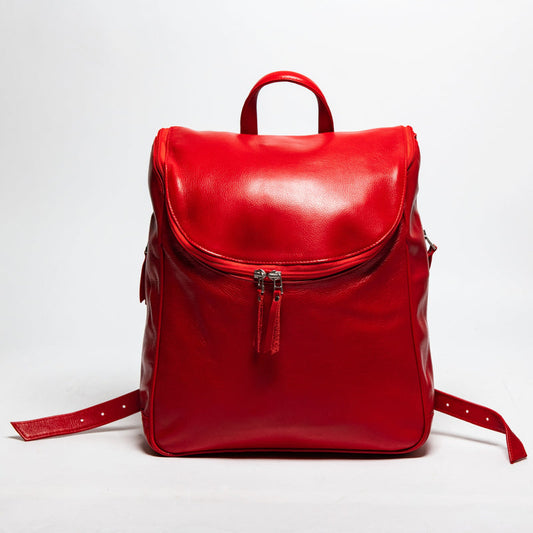 Student Leather Backpack - Red Verified Leather