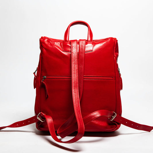 Student Leather Backpack - Red Verified Leather