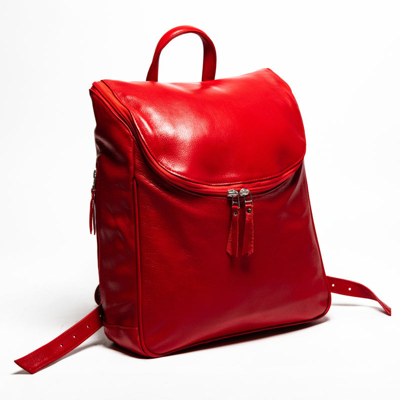 Student Leather Backpack - Red Verified Leather
