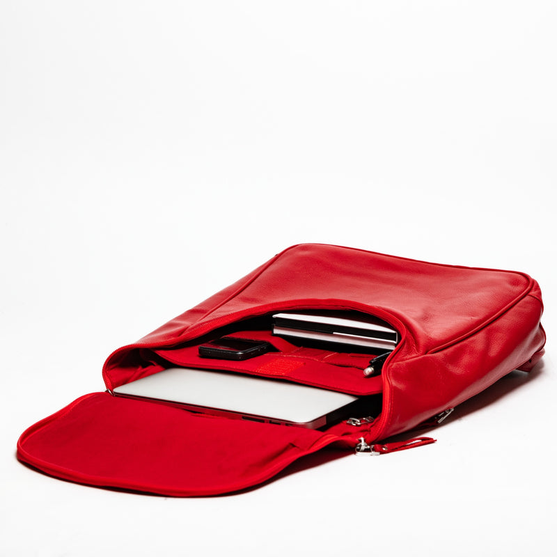 Student Leather Backpack - Red Verified Leather