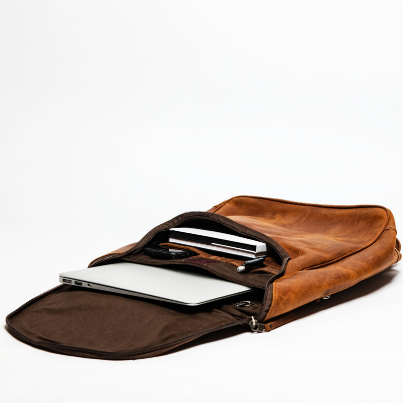 Student Leather Backpack - Tan Verified Leather