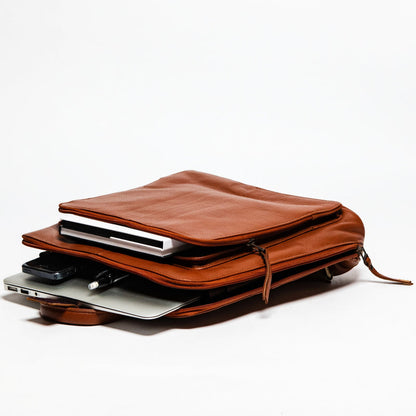 Tech Leather Backpack - Red