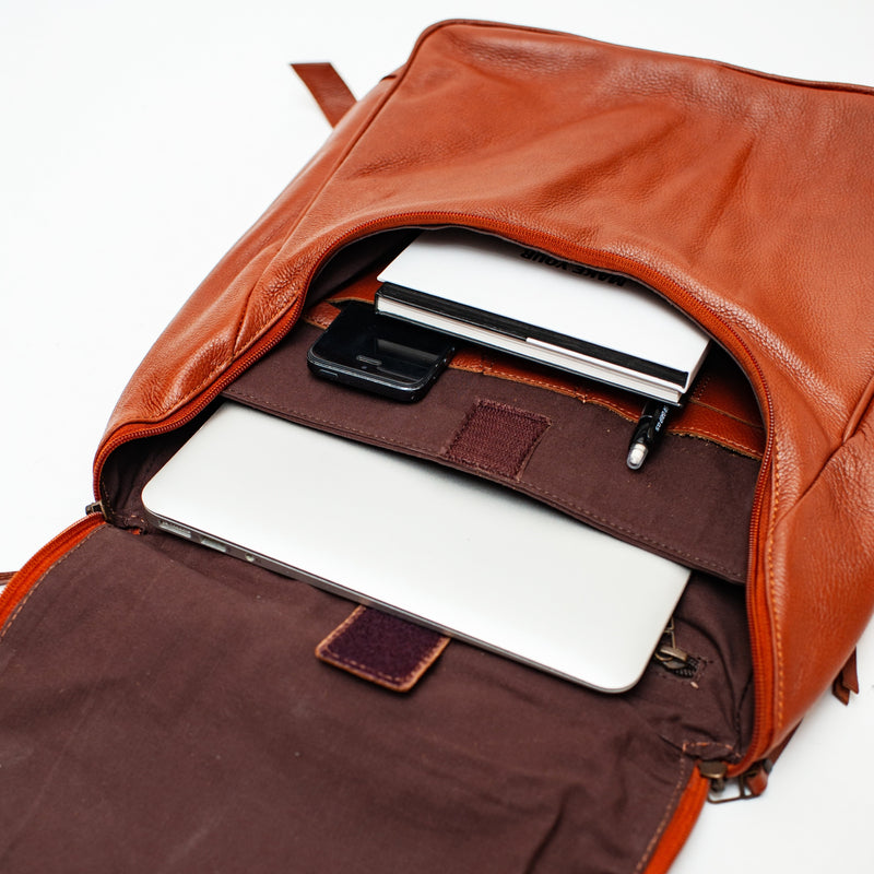 Student Leather Backpack - Red Verified Leather