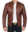 Men Brown Distressed Biker Jacket