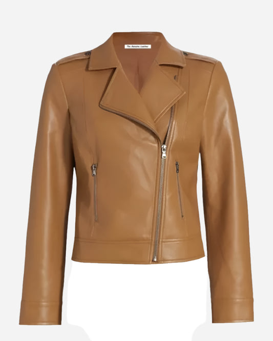 Faux Brown Women Leather Jacket