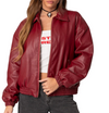 Mary Maroon Bomber Leather Jacket