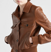 Ember Womens Brown Leather Trucker Jacket