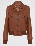 Ember Womens Brown Leather Trucker Jacket