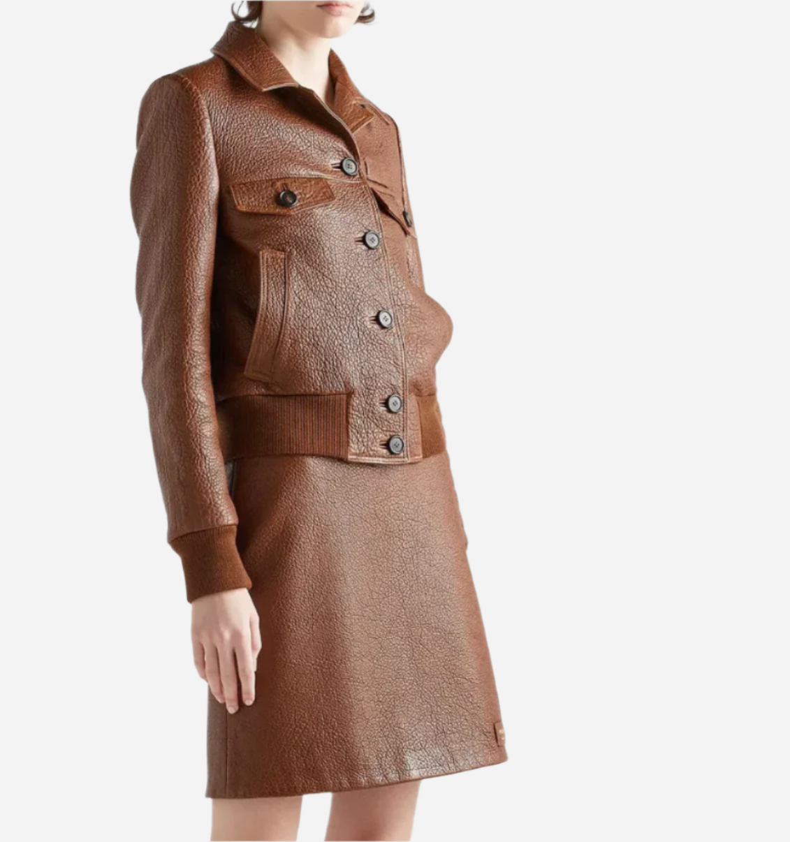 Ember Womens Brown Leather Trucker Jacket