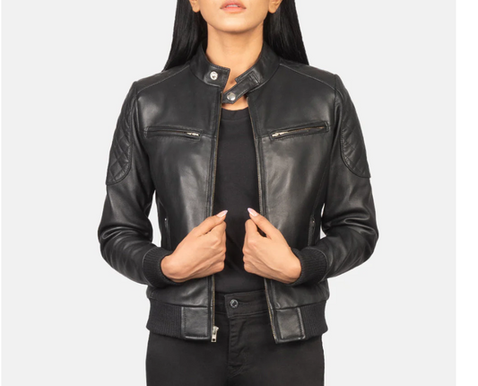 Black Leather Bomber Jacket Verified Leather