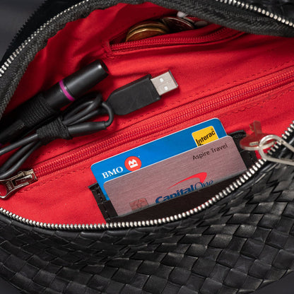 Nexus Woven Leather Belt Bag-Woven Black Verified Leather