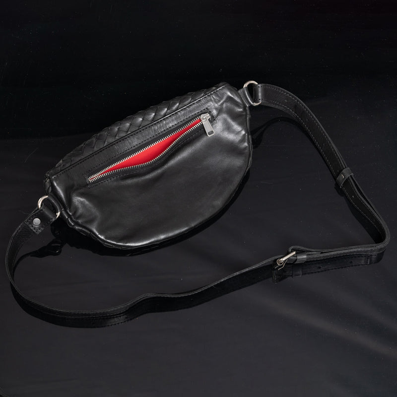 Nexus Woven Leather Belt Bag-Woven Black Verified Leather