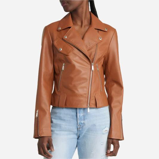 Alice Brown Asymmetrical Leather Moto Jacket