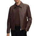 Allan Lambskin Leather Dark Brown Leather Jacket