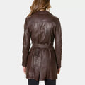 Vintage Women’s Belted Brown Leather Long Coat