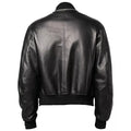 Black Zip Up Bomber Leather Jacket for Men