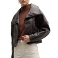 Chocolate Brown Leather Jacket Women