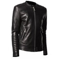 Black Quilted Leather Jacket Cafe Racer