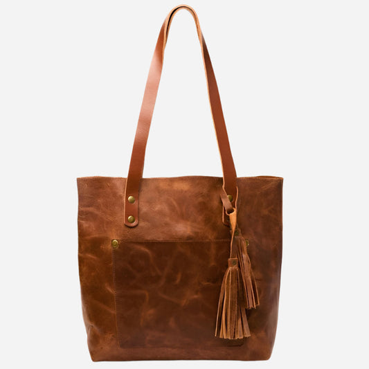 Classic Leather Tote- Saddle Brown Verified Leather