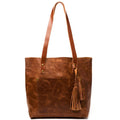 Classic Leather Tote- Saddle Brown