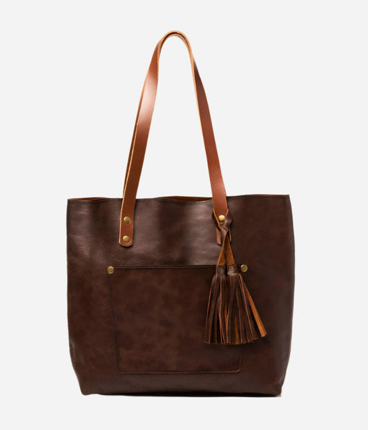 Classic Leather Tote- Coffee Brown Verified Leather