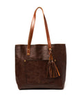 Classic Leather Tote- Saddle Brown