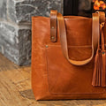 Classic Leather Tote- Saddle Brown