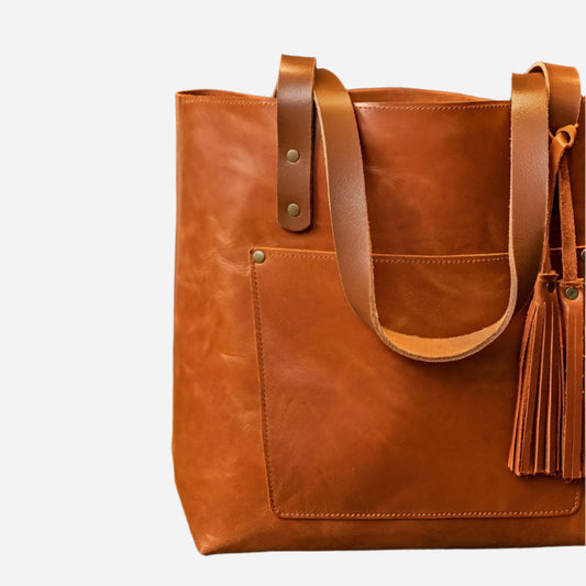 Classic Leather Tote- Hazelnut Brown Verified Leather